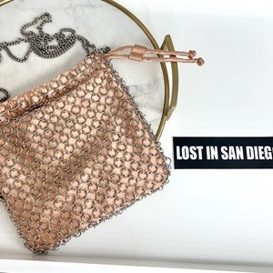 Silver and Rose Pink Fishnet Purse